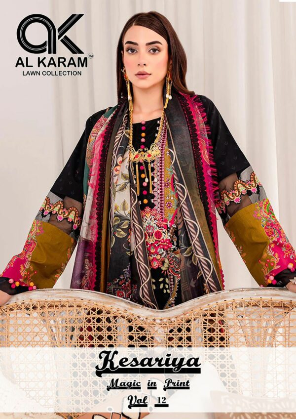 AL KARAM KESARIYA VOL 12 LAWN COLLECTION SALWAR SUIT WHOLESALER IN SURAT 1.jpg