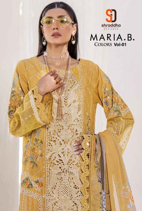 SHRADDHA DESIGNER MARIA B COLORS VOL 1 COTTON EMBROIDERY SUITS SUPPLIER IN SURAT 1.jpg