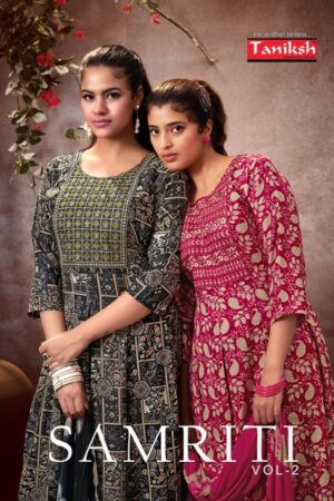 TANIKSH SAMRITI VOL 2 RAYON EMBROIDERY READYMADE KURTIS WHOLESALER IN SURAT 1.jpg
