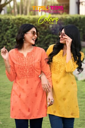 TIPS TOPS COLORS VOL 3 RAYON EMBROIDERY SHORT KURTI WHOLESALER IN SURAT 1.jpg