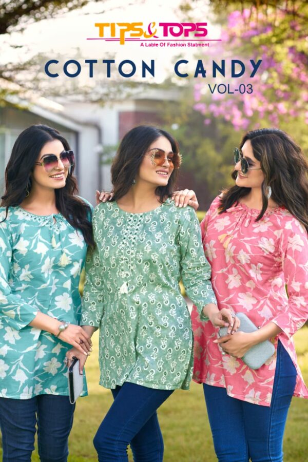 TIPS TOPS COTTON CANDY VOL 3 COTTON SHORT KURTIS WHOLESALER IN SURAT 8