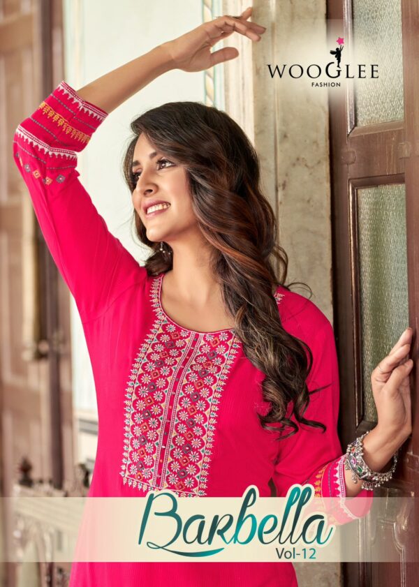 WOOGLEE BARBELLA VOL 12 RAYON EMBROIDERY KURTIS WHOLESALER IN SURAT 1.jpg