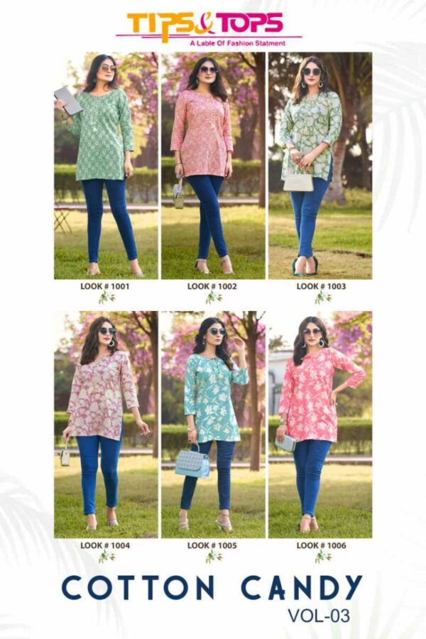thumbs TIPS TOPS COTTON CANDY VOL 3 COTTON SHORT KURTIS WHOLESALER IN SURAT 7