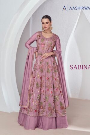 AASHIRWAD CREATION SABINA DESIGNER GEORGETTE SUITS WHOLESALER IN SURAT 9.jpg
