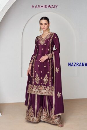 AASHIRWAD NAZRANA DESIGNER CHINNON SILK SUIT WHOLESALER IN SURAT 3.jpg