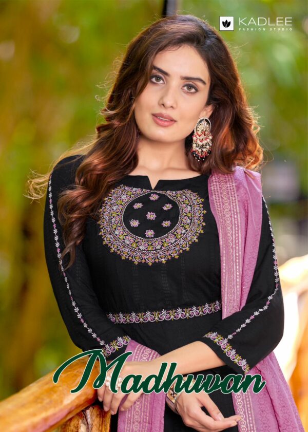 KADLEE MADHUVAN RAYON EMBROIDERY KURTI CATALOGUE WHOLESALER IN SURAT 1.jpg