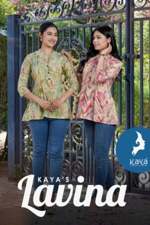 KAYA KURTI LAVINA CHANDERI SHORT KURTIS CATALOGUE DISTRIBUTOR IN SURAT 15.jpg