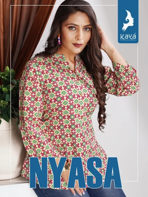 KAYA KURTI NYASA AMAZING LATEST CATALOGUE Rehmat Boutique KAYA KURTI NYASA KAYA KURTI NYASA COTTON PRINT SHORT KURTIS DISTRIBUTOR IN SURAT 1.jpg