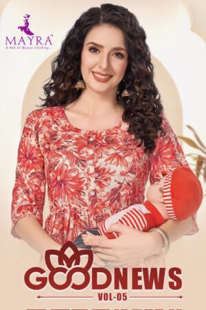 MAYRA GOOD NEWS VOL 5 RAYON PRINT KURTI CATALOGUE WHOLESALER IN SURAT 1.jpg