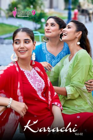 MYSTIC 9 KARACHI VOL 2 RAYON EMBROIDERY KURTI CATALOGUE SUPPLIER IN SURAT 1.jpg
