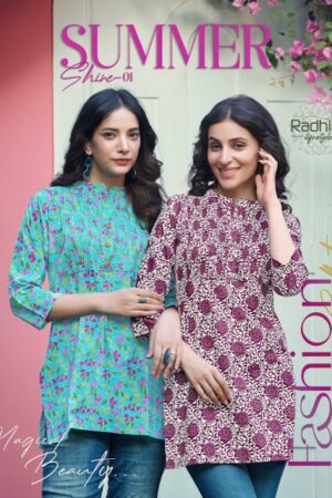 RADHIKA LIFESTYLE SUMMER SHINE VOL 1 SHORT KURTI WHOLESALER IN SURAT 1.jpg