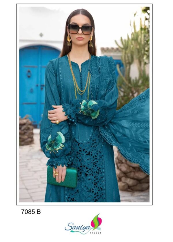 SANIYA TRENDZ D.NO 7085 CHIKANKARI PAKISTANI SALWAR SUITS WHOLESALER IN SURAT 4 Copy.jpg