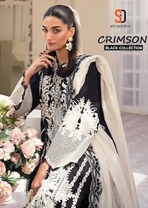SHRADDHA CRIMSON BLACK COLLECTION COTTON SALWAR SUIT WHOLESALER IN SURAT 1