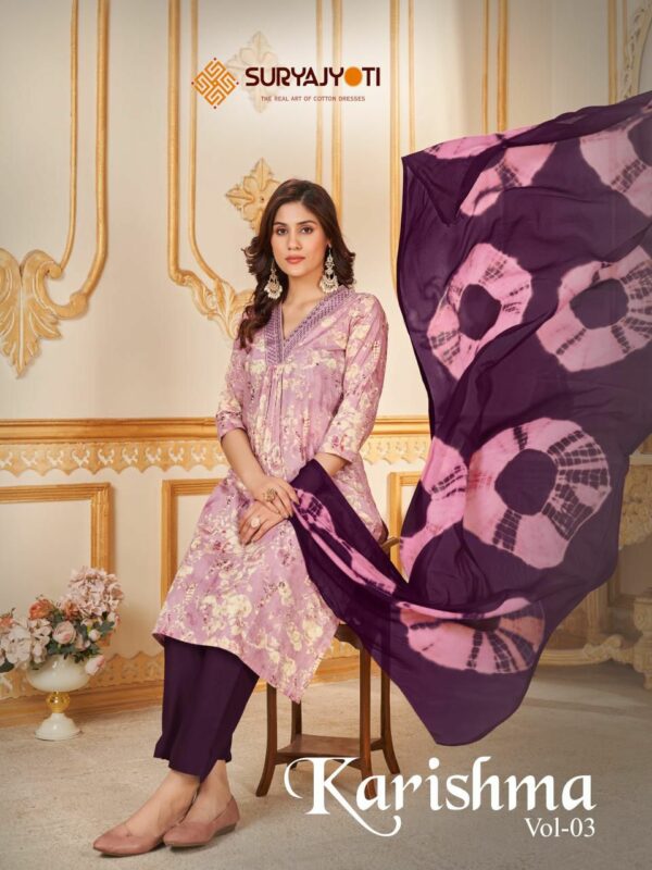 SURYAJYOTI KARISHMA VOL 3 COTTON PRINTED KURTI PANT WITH DUPATTA SUPPLIER IN SURAT 1.jpg