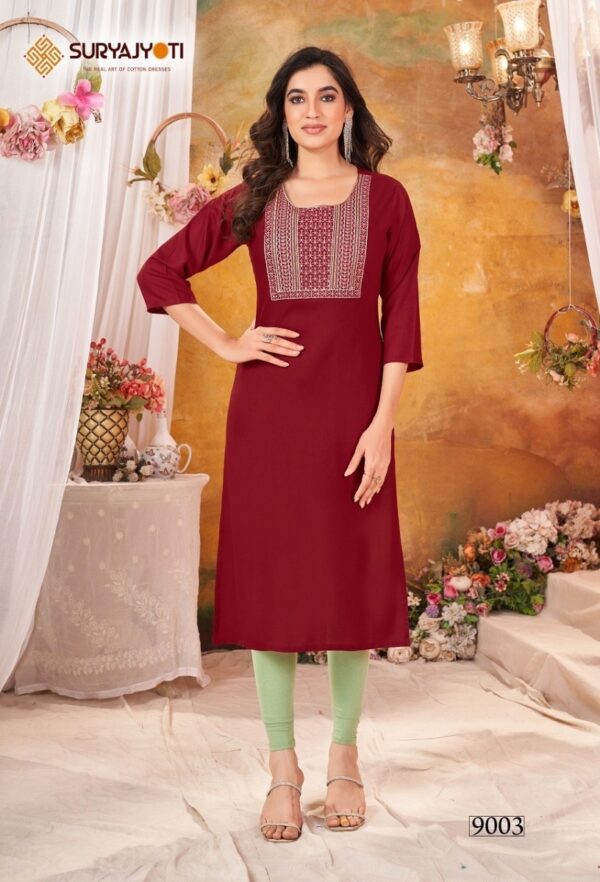 thumbs SURYAJYOTI NIRJA ADVANCE VOL 9 RAYON KURTI CATALOGUE WHOLESALER IN SURAT 4.jpg