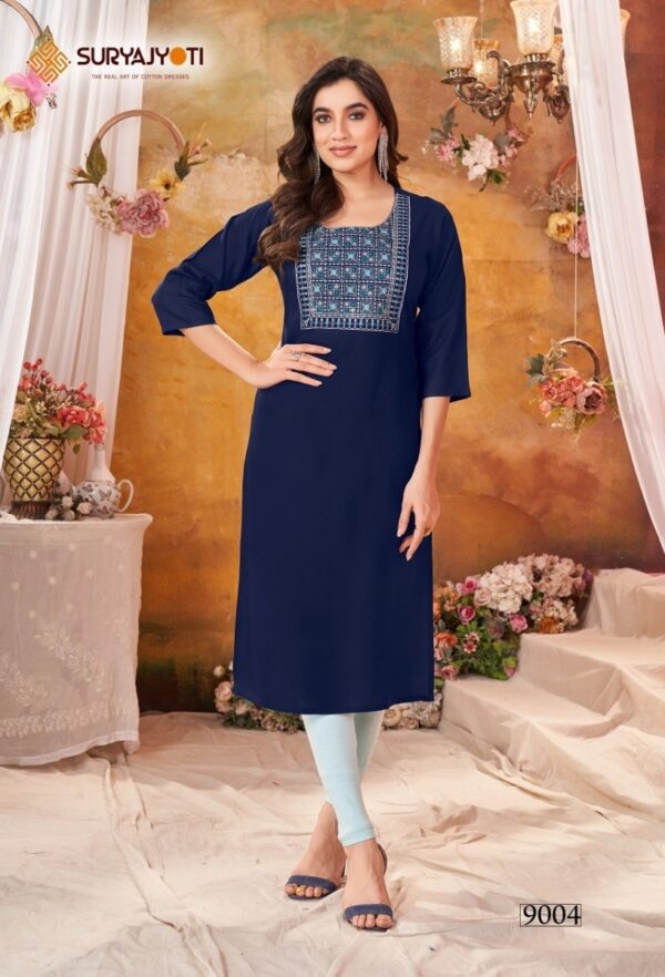 thumbs SURYAJYOTI NIRJA ADVANCE VOL 9 RAYON KURTI CATALOGUE WHOLESALER IN SURAT 5.jpg