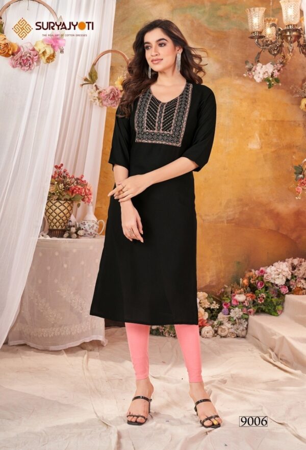 thumbs SURYAJYOTI NIRJA ADVANCE VOL 9 RAYON KURTI CATALOGUE WHOLESALER IN SURAT 7.jpg