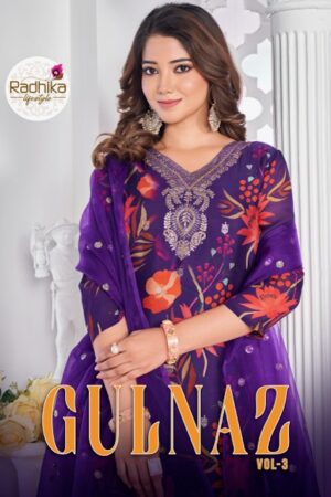 RADHIKA LIFESTYLE GULNAZ VOL 3 ORGANZA SILK READYMADE KURTI SUPPLIER IN SURAT 2.jpg