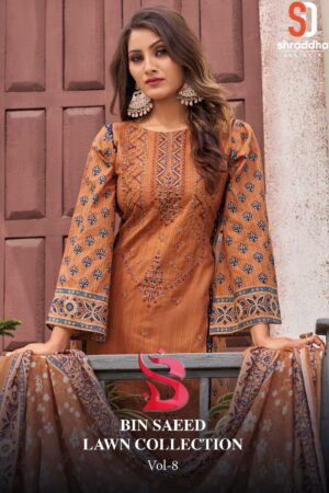 SHRADDHA DESIGNER BIN SAEED VOL 8 LAWN COLLECTION SALWAR SUIT SUPPLIER IN SURAT 1.jpg