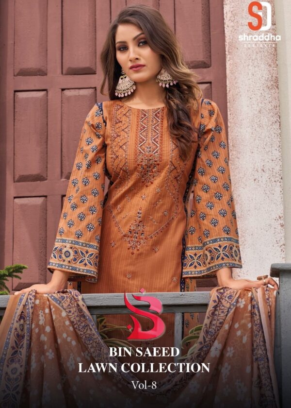 SHRADDHA DESIGNER BIN SAEED VOL 8 LAWN COLLECTION SALWAR SUIT SUPPLIER IN SURAT 1.jpg