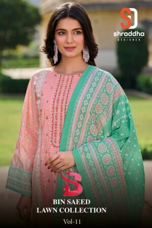 SHRADDHA DESIGNER VOL 11 BIN SAEED LAWN COLLECTION SUITS SUPPLIER IN SURAT 1.jpg