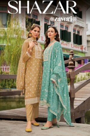 ZAVERI SHAZAR ORGANZA EMBROIDERY READYMADE KURTI WHOLESALER IN SURAT 1.jpg