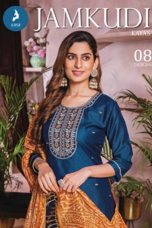 KAYA KURTIS JAMKUDI CHANDERI SILK READYMADE KURTI SUPPLIER IN SURAT 3.jpg
