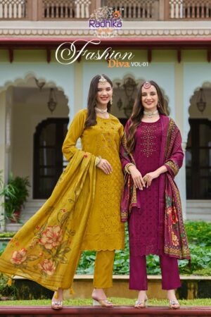 RADHIKA LIFESTYLE FASHION DIVA VOL 1 CHANDERI SILK KURTI SUPPLIER IN SURAT 2.jpg