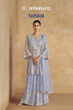 AASHIRWAD CREATION NUSRAT DESIGNER REAL GEORGETTE SUIT SUPPLIER IN SURAT 1.jpg