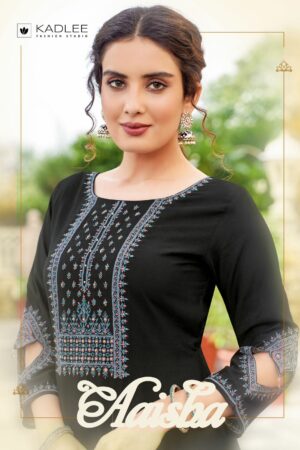 KADLEE AAISHA RAYON EMBROIDERY KURTI WHOLESALER IN SURAT 1.jpg