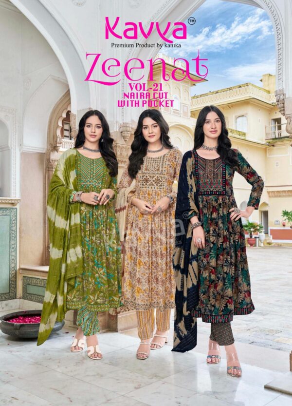 KAVYA ZEENAT VOL 21 PRINTED NYRA CUT READYMADE KURTI SUPPLIER IN SURAT 9.jpg