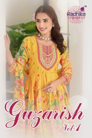 RADHIKA LIFESTYLE GUZARISH VOL 1 PRINTED GOWN KURTI SUPPLIER IN SURAT 8.jpg