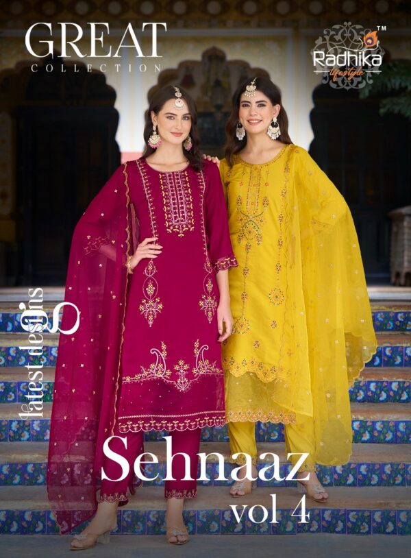 RADHIKA LIFESTYLE SEHNAAZ VOL 4 ROMAN SILK ORGANZA KURTI SUPPLIER IN SURAT 3.jpg