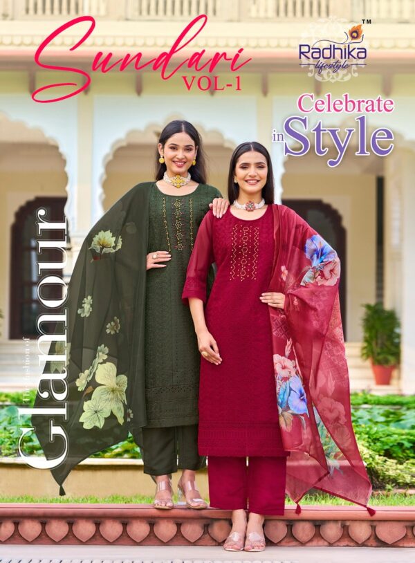 RADHIKA LIFESTYLE SUNDARI VOL 1 ORGANZA READYMADE KURTI SUPPLER IN SURAT 6.jpg