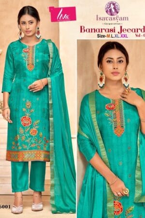 ISAVASYAM BANARASI JECARD VOL 2 READYMADE SUITS 2.jpg