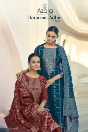 AZARA BANARASI ADHA VOL 2 COTTON JACQUARD SUITS 10.jpg