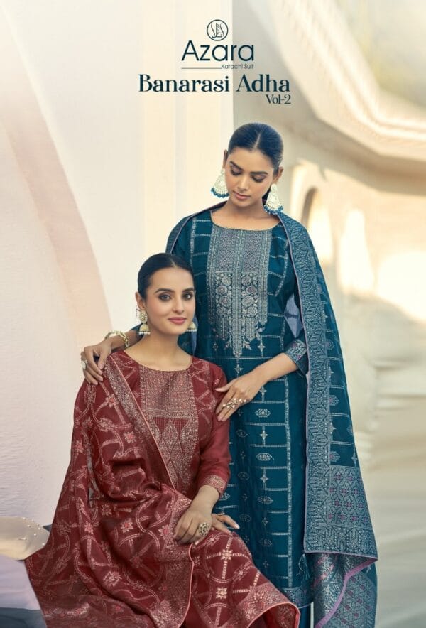 AZARA BANARASI ADHA VOL 2 COTTON JACQUARD SUITS 10.jpg