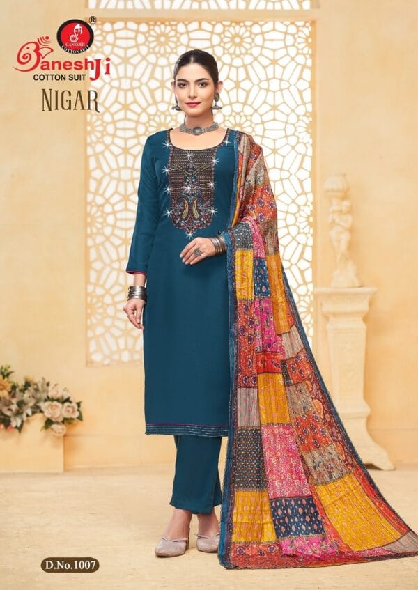 GANESH JI NIGAR VOL 1 RAYON EMBROIDERY SUITS 12.jpg