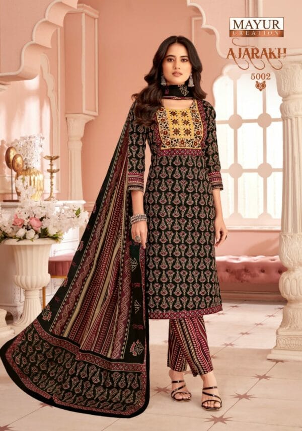 MAYUR CREATION AJARAKH VOL 5 READYMADE KURTIS CATALOGUE 1.jpg