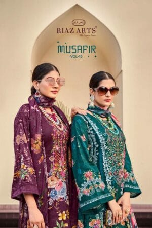 RIAZ ARTS MUSAFIR VOL 15 PURE LAWN KARACHI SUITS 5 e1738053524302.jpg