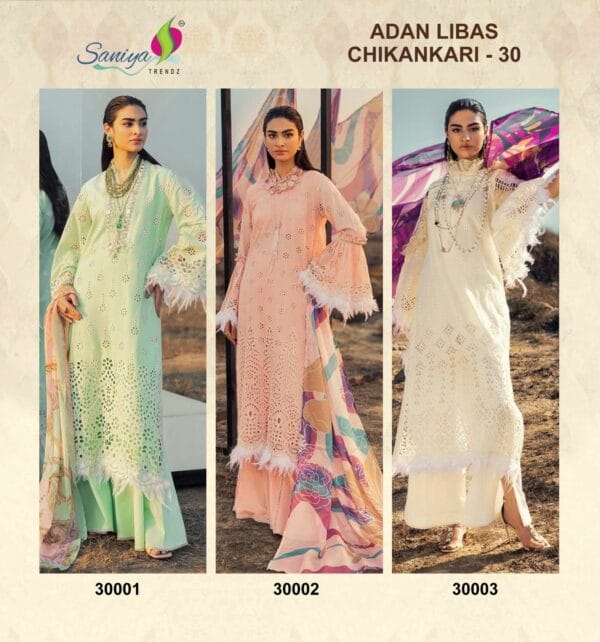 SANIYA TRENDZ ADAN LIBAS CHIKANKARI VOL 30 SUITS 1.jpg