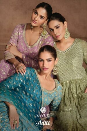 SAYURI DESIGNER ADITI REAL GEROGETTE FANCY SUIT 1.jpg