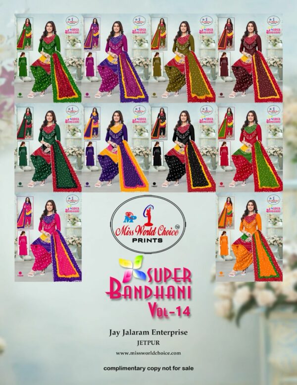 MISS WORLD BANDHANI VOL 14 COTTON PRINTED SUITS 2.jpg