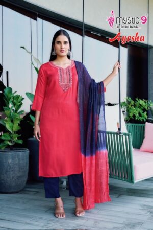 MYSTIC 9 AYESHA VOL 1 RAYON EMBROIDERY KURTI 14.jpg
