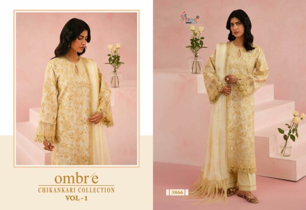 SHREE FABS OMBRE CHIKANKARI VOL 1 LAWN SUITS 5.jpg
