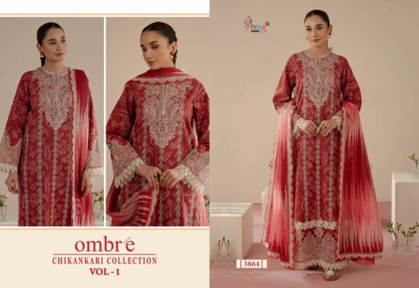 SHREE FABS OMBRE CHIKANKARI VOL 1 LAWN SUITS 7.jpg