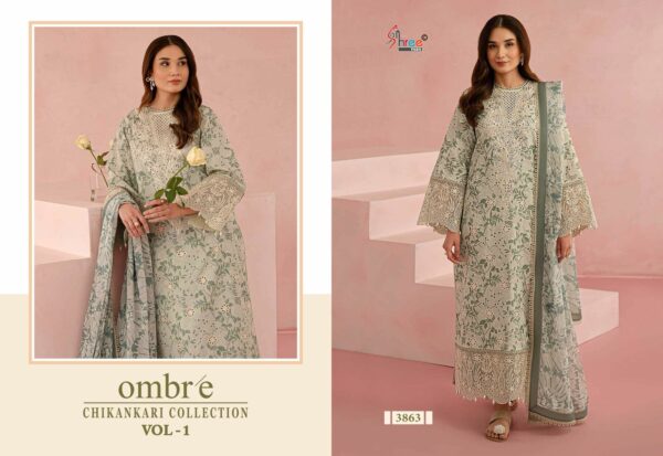 SHREE FABS OMBRE CHIKANKARI VOL 1 LAWN SUITS 8.jpg
