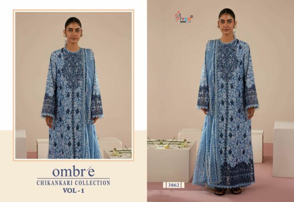 SHREE FABS OMBRE CHIKANKARI VOL 1 LAWN SUITS 9.jpg