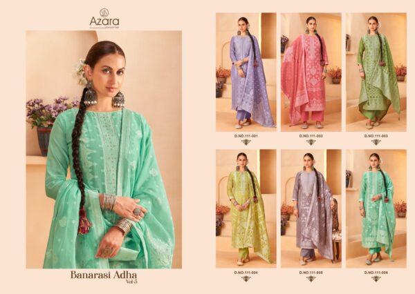 AZARA BANARASI ADHA VOL 5 Rehmat Boutique  AZARA BANARASI ADHA VOL 5 COTTON JACQUARD SUITS 8.jpg
