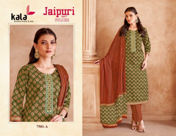 KALA JAIPURI VOL 7 READYMADE KURTI PANT DUPATTA 1.jpg